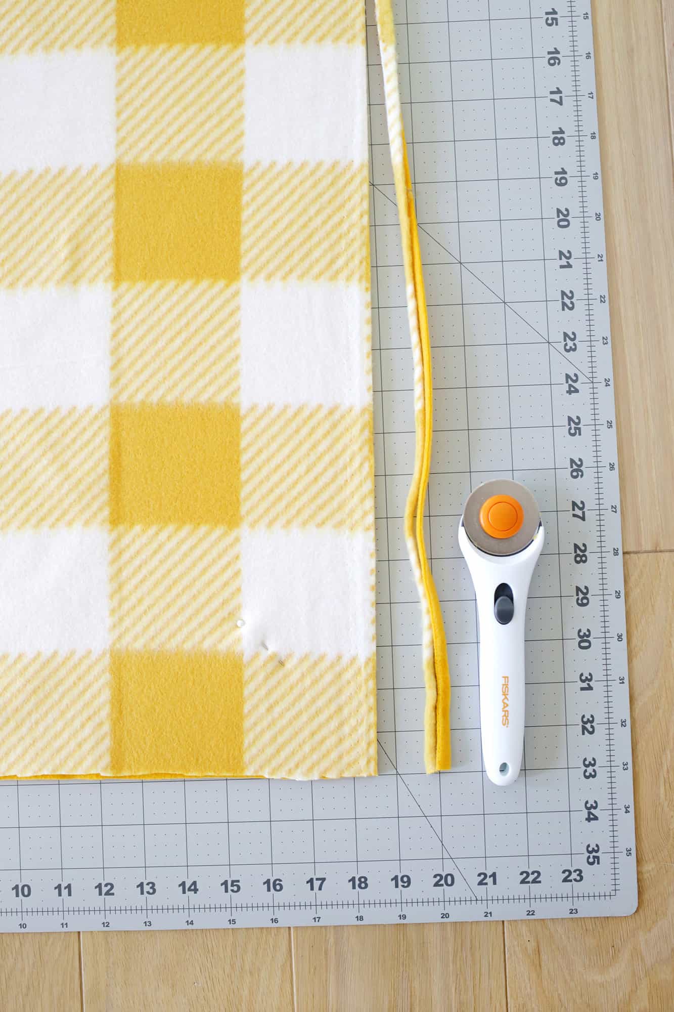 cutting fleece with a rotary cutter to even edges